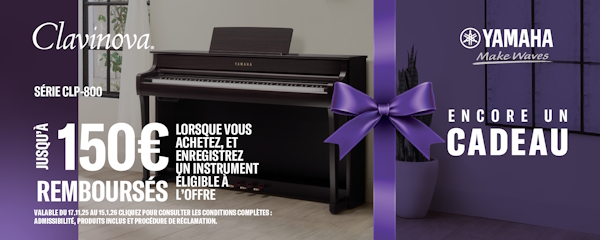 Jusque 150€ de cashback sur les pianos Yamaha Clavinova